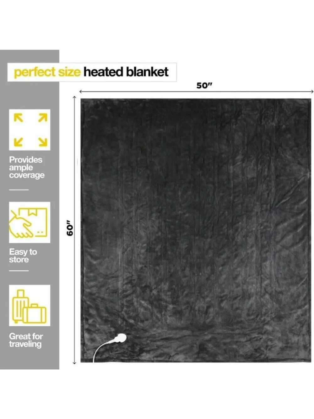 Cozy Heated Blanket Throw - Soft, Machine Washable, Fast Heating, 10 Settings